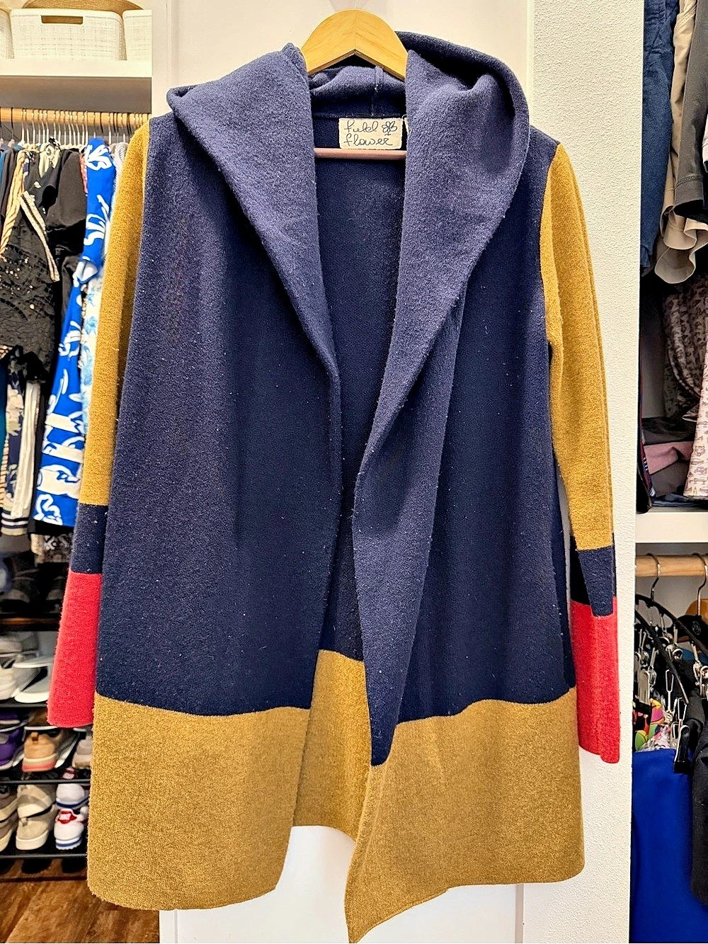 Anthropologie Field Flower Valerie Wool Sweater Coat Hooded XS